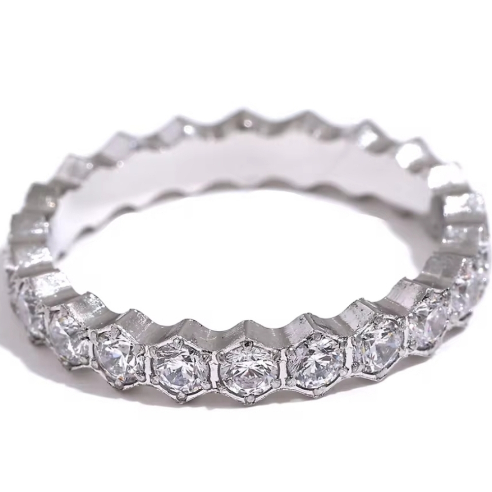 NEW Bezel Mount Stainless Steel Eternity Rings - Multiple Sizes - Picture 8 of 9